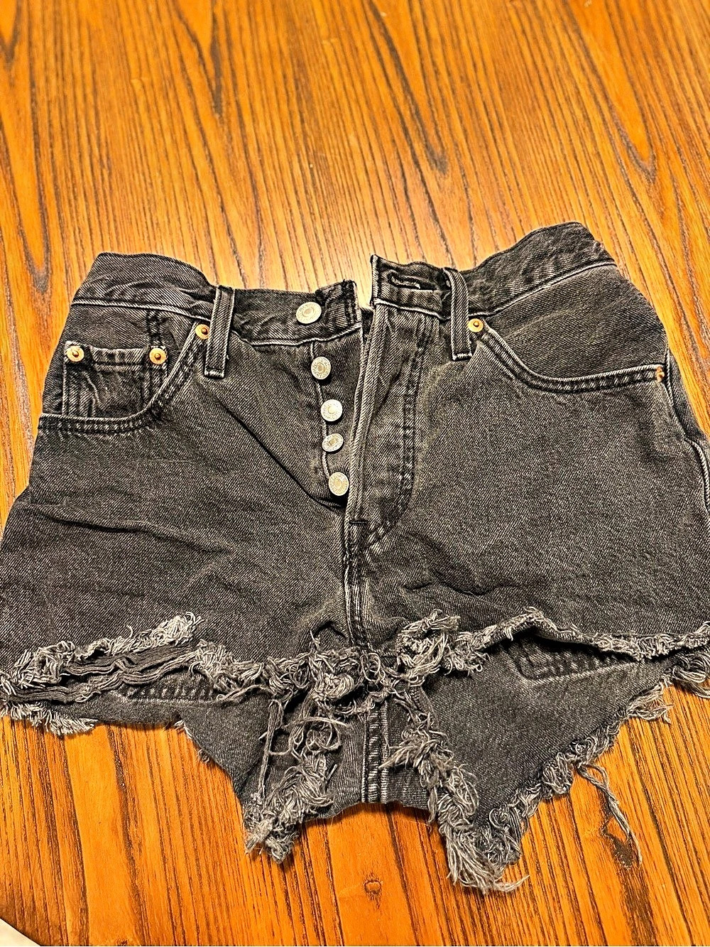 Levi's 501 Distressed Denim Shorts Black Waist 25